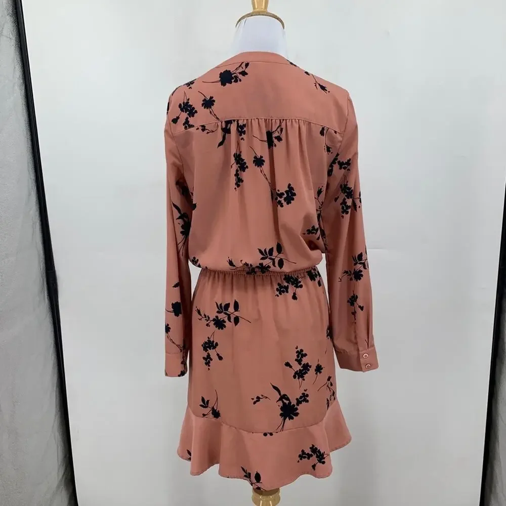 Joie Dress Womens XS Extra Small Acey Floral Long Sleeve Elastic Waist Blouson